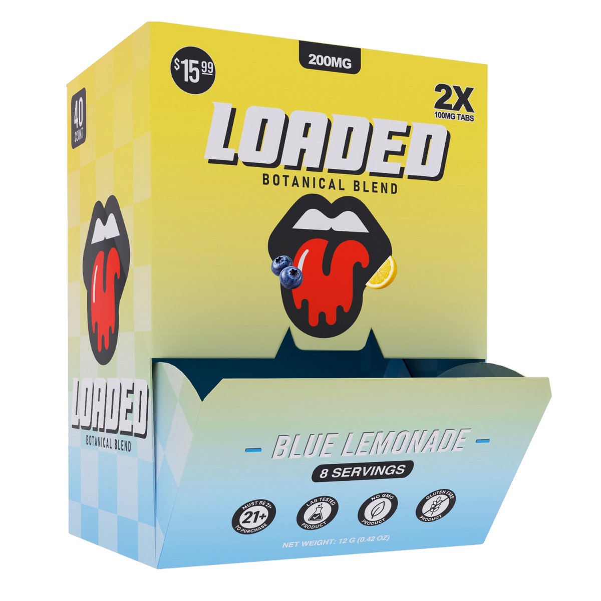 Loaded 200MG Blue Lemonade display pack