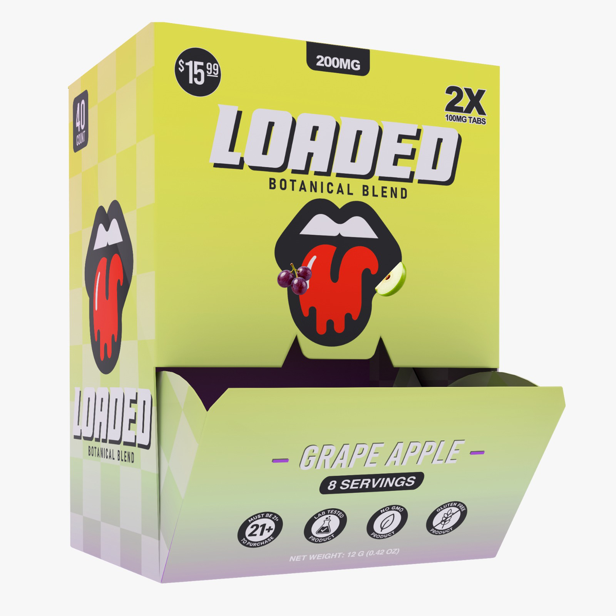 Loaded 200MG Grape Apple packaging
