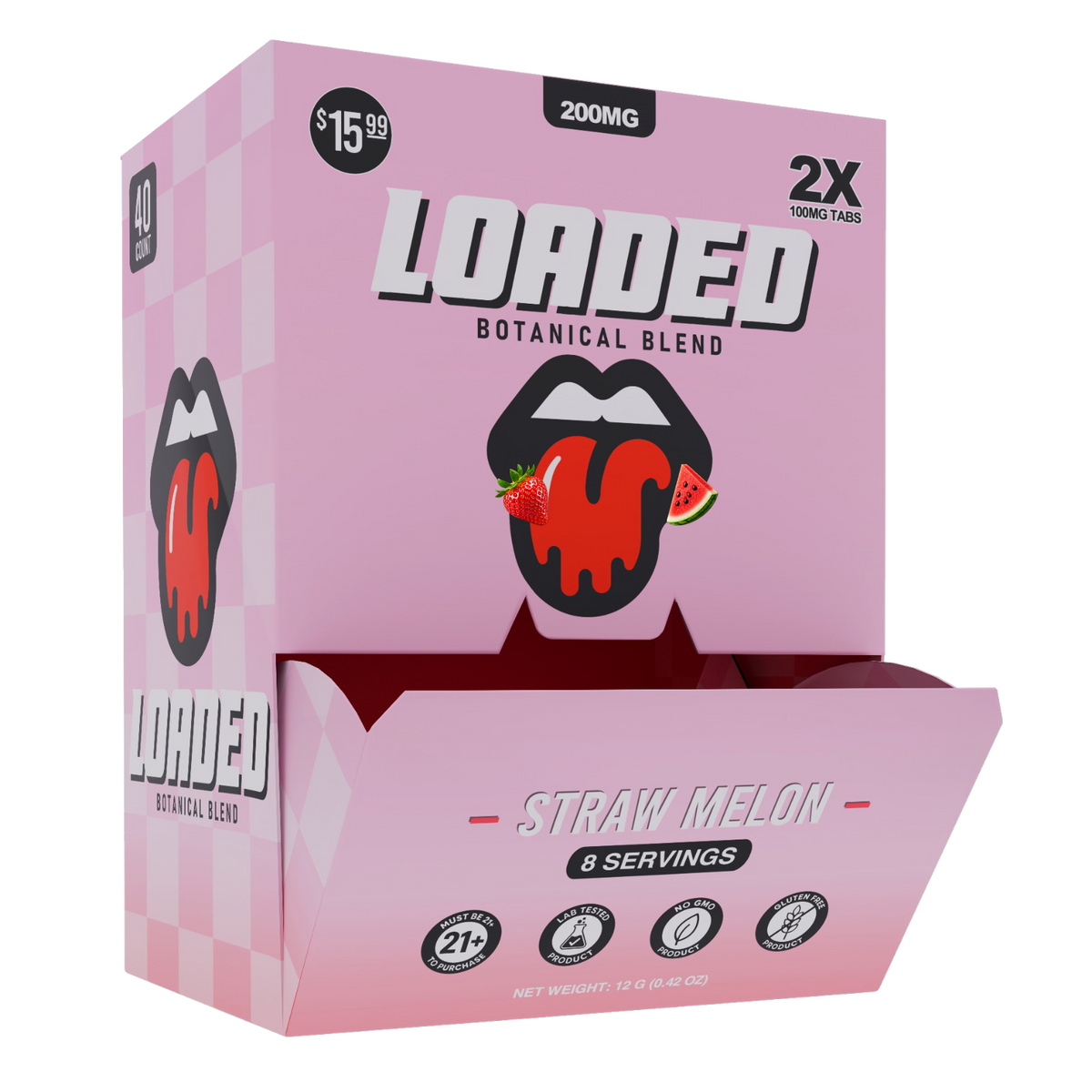 Loaded 200MG Straw Melon display pack
