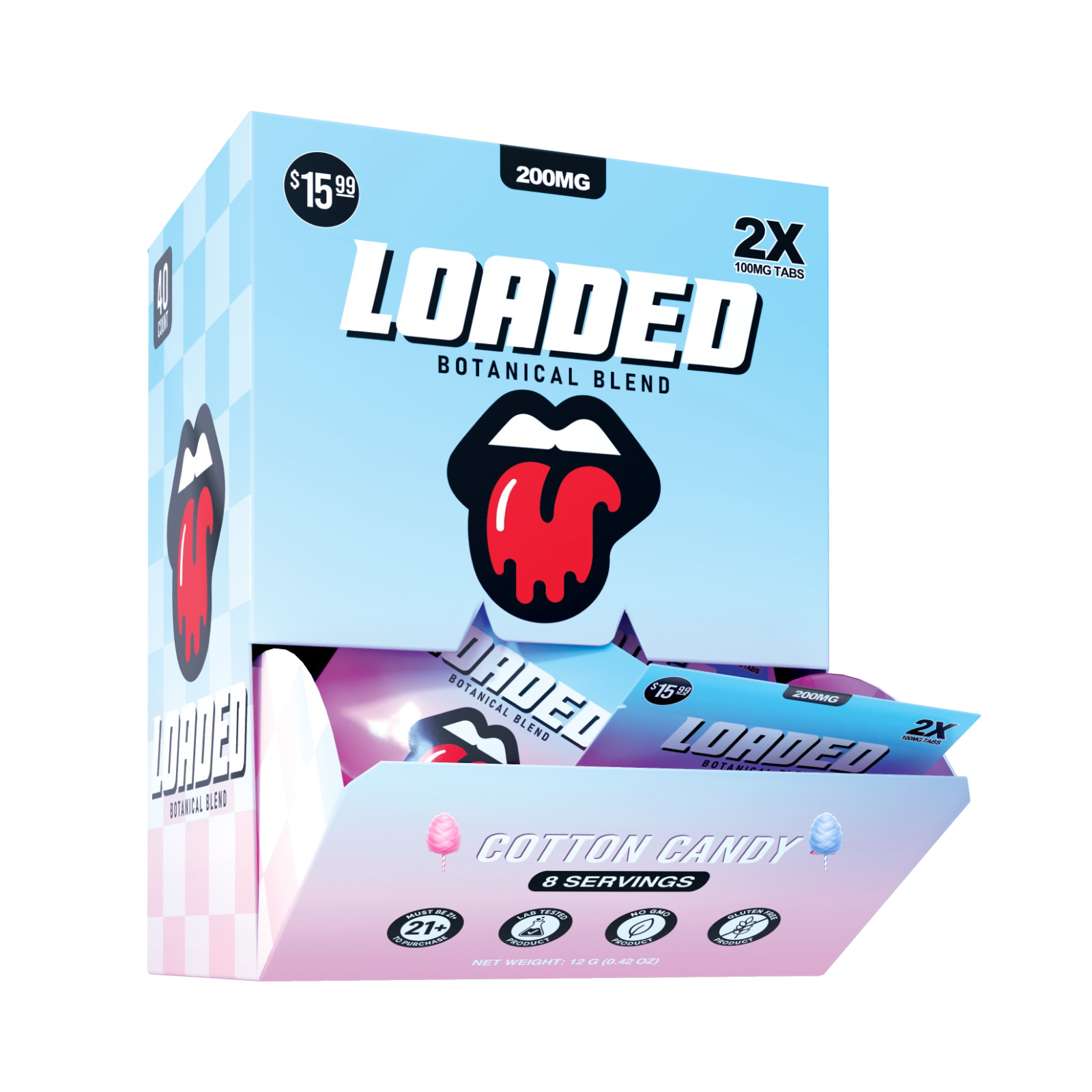 Loaded 200MG Cotton Candy display pack